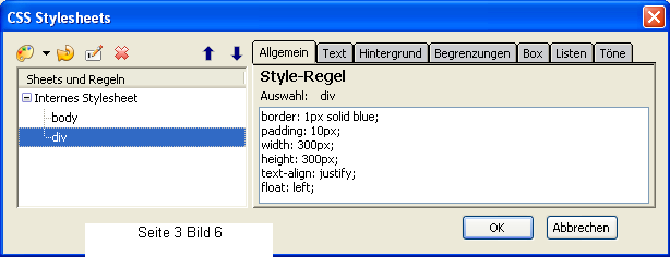 CSS Editor mit internem style sheet