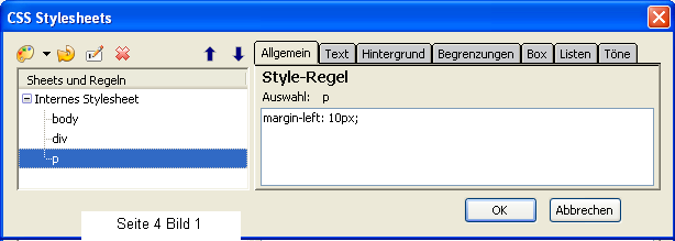 Editieren im CSS Editor