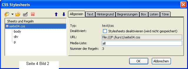 Das Stylesheet ist ausgelagert